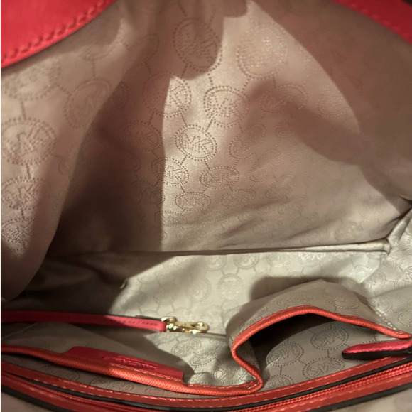 Michael Kors Jet Set Large TZ Snap Pocket Tote Shoulder Bag Pink Coral Leather - Picture 5 of 6